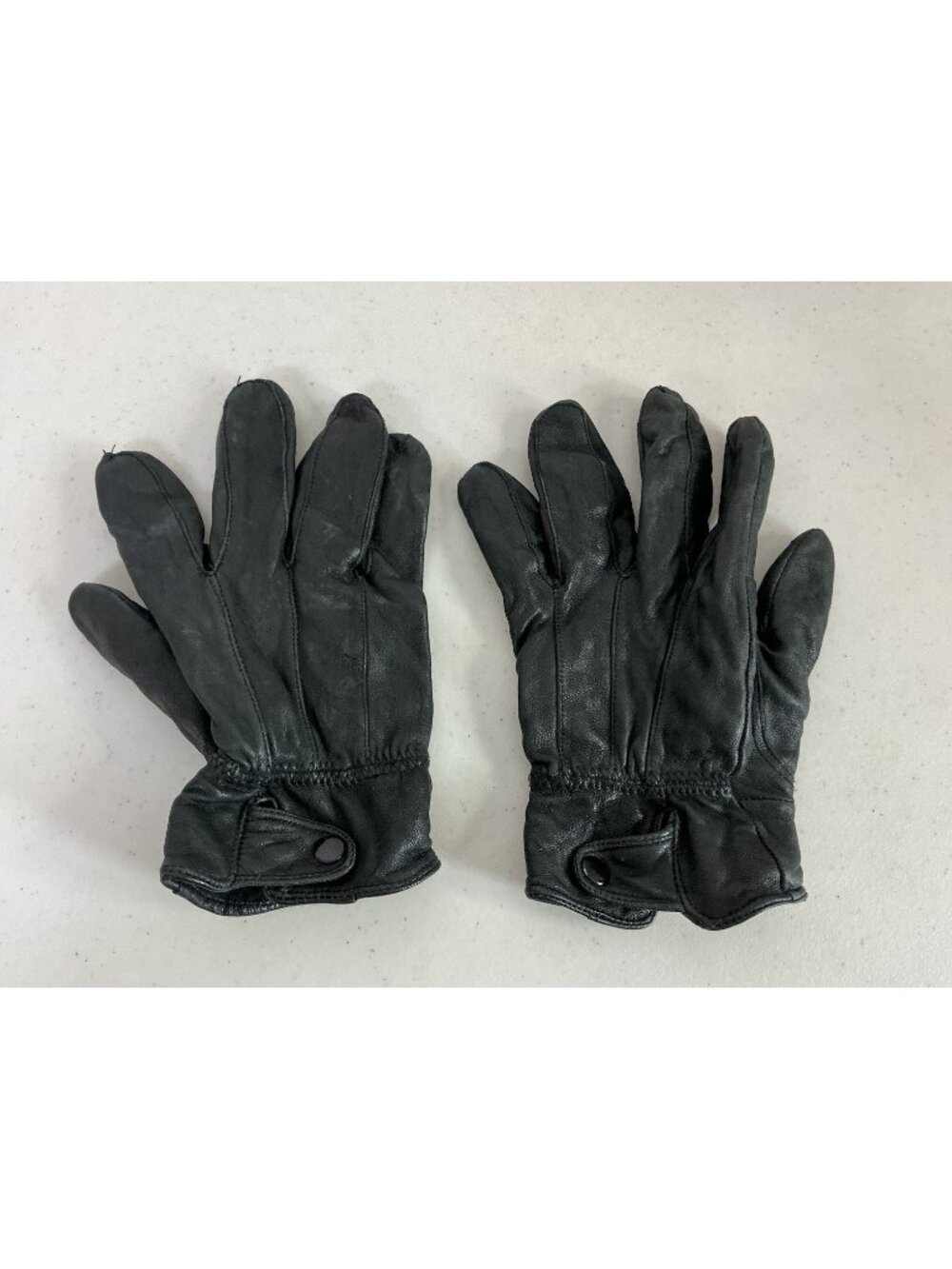 Black Leather Gloves Driving Fleece Lined Mens Large